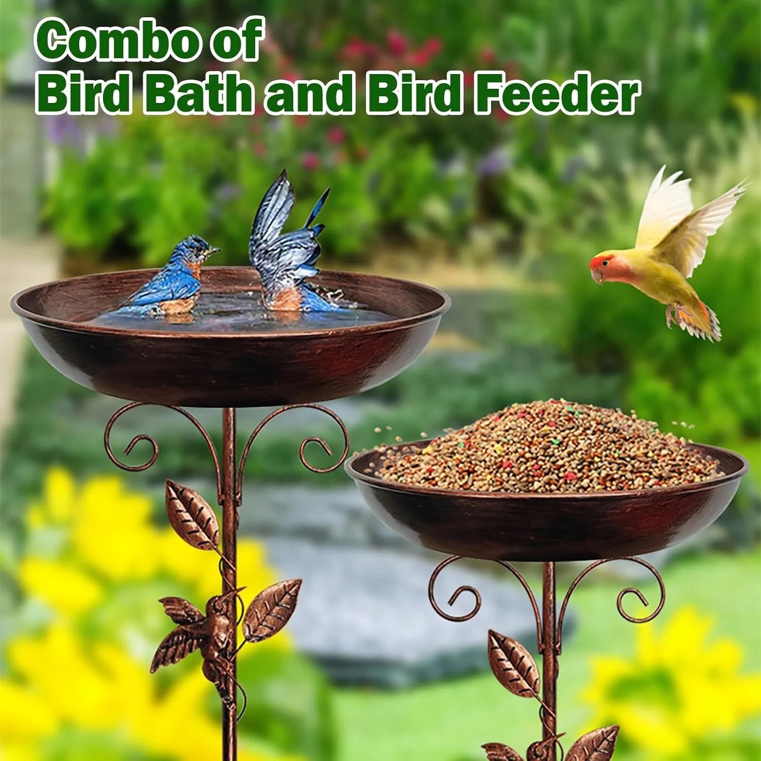 Vintage Standing Birdbath Bowl