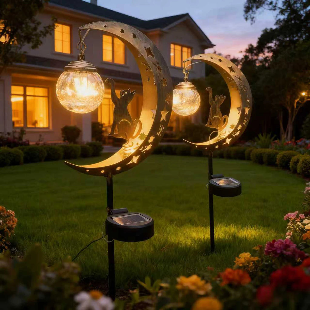 Solar-powered cat-shaped glass ball light