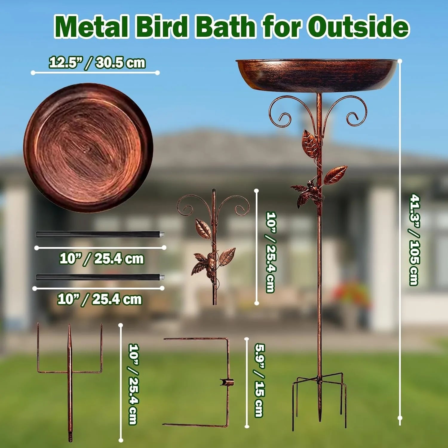 Vintage Standing Birdbath Bowl