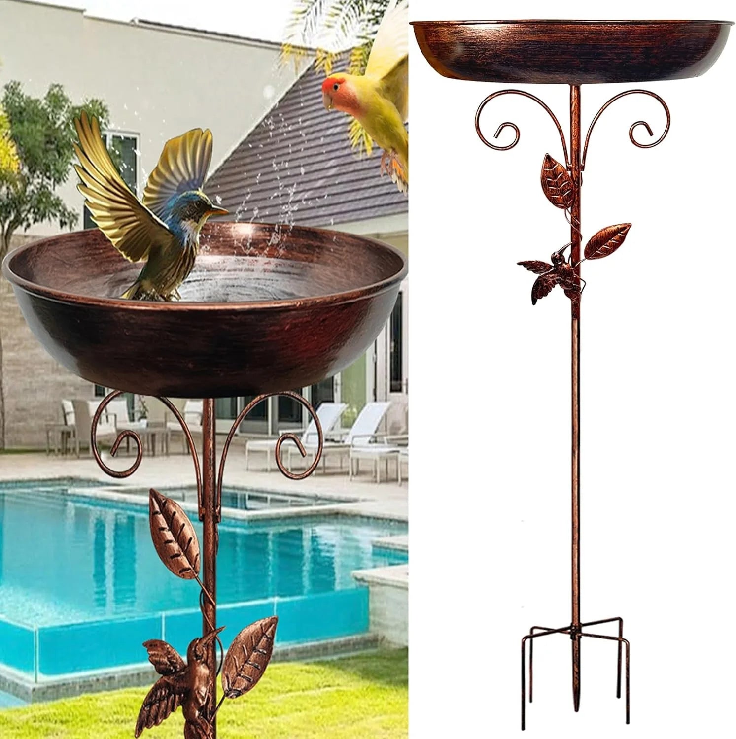 Vintage Standing Birdbath Bowl