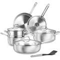 Stainless Steel Cookware Set 10pcs, Compatible With All Stoves
