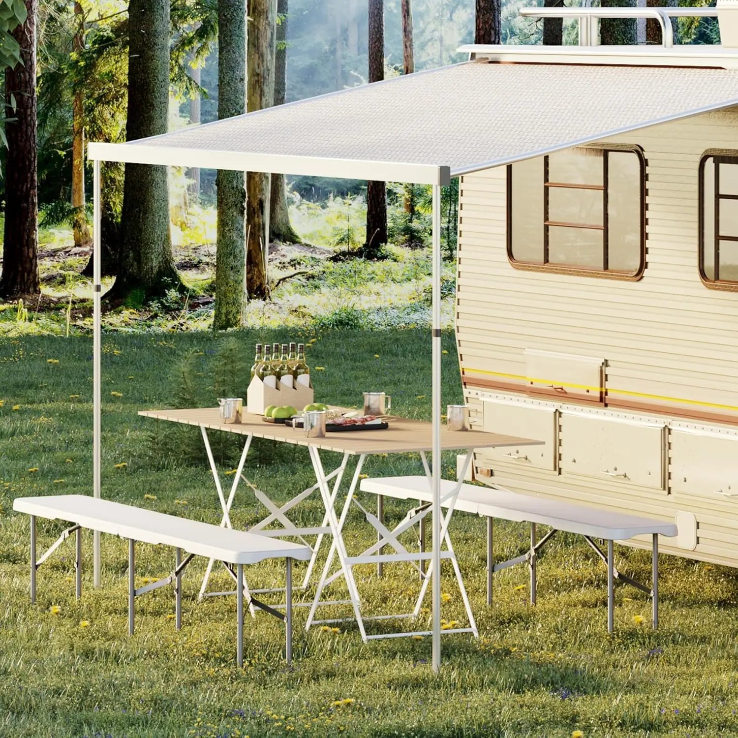 6Ft Plastic Folding Bench, 2 Pack HDPE Portable Folding Outdoor Benches w/Carrying Handle