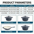 Enameled Cast Iron Cookware Set 4-Piece, 3 Round Dutch Ovens & 1 Skillet: 8 Inch (2Qt), 9 Inch (3Qt), 9.5 Inch (4Qt) & 10 Inch P