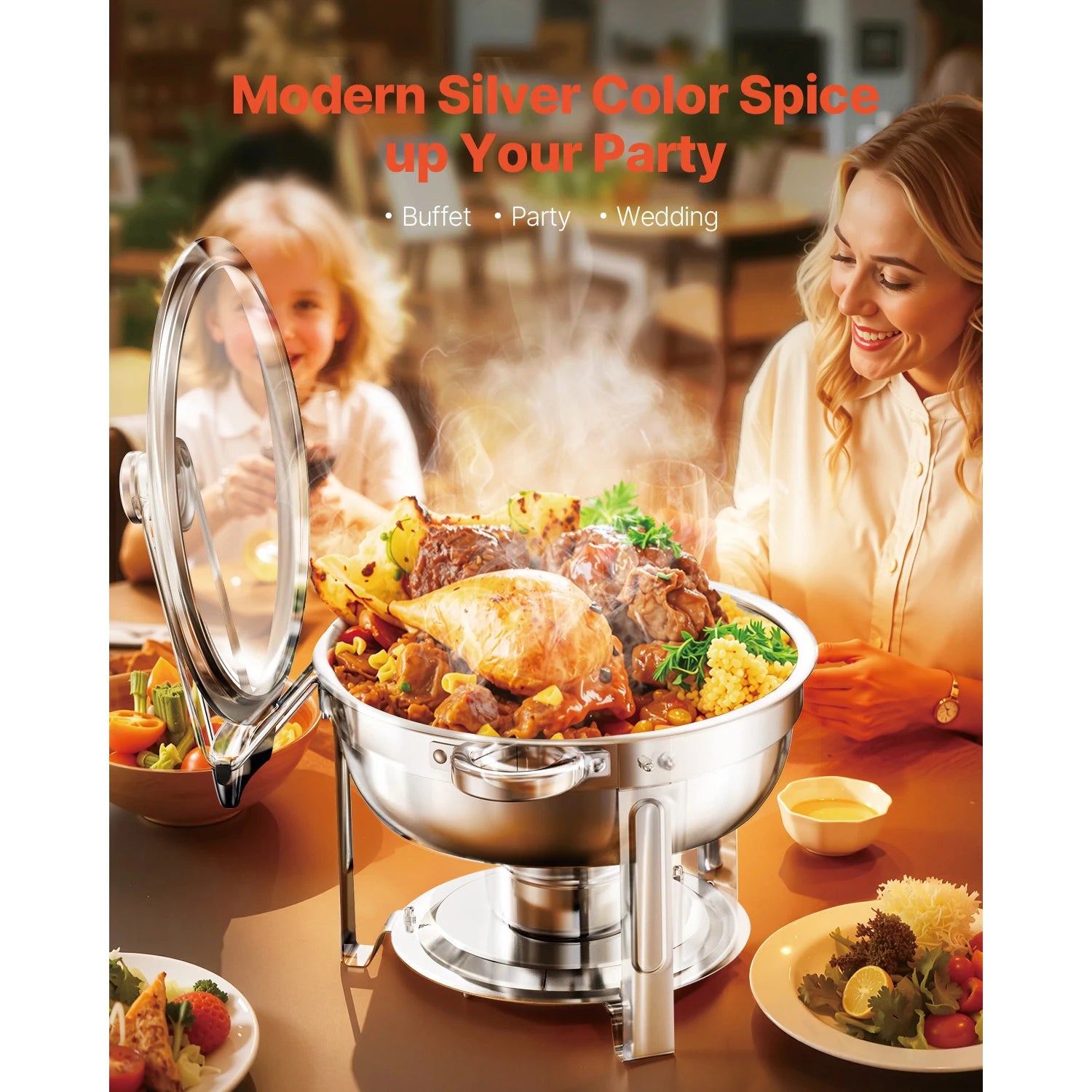 SucceBuy 5 Qt 4 Pack Chafing Dish Buffet Set Stainless Steel Chafer