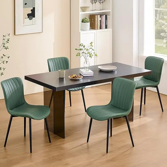Luxury Set of 4 Modern Dining Chairs: Heavy-Duty Faux Leather Upholstery