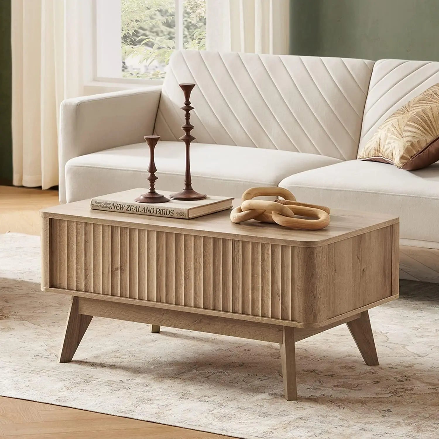 Lift Top Coffee Table, Mid Century, Modern Farmhouse Center Table with Lifting Top & Hidden Storage