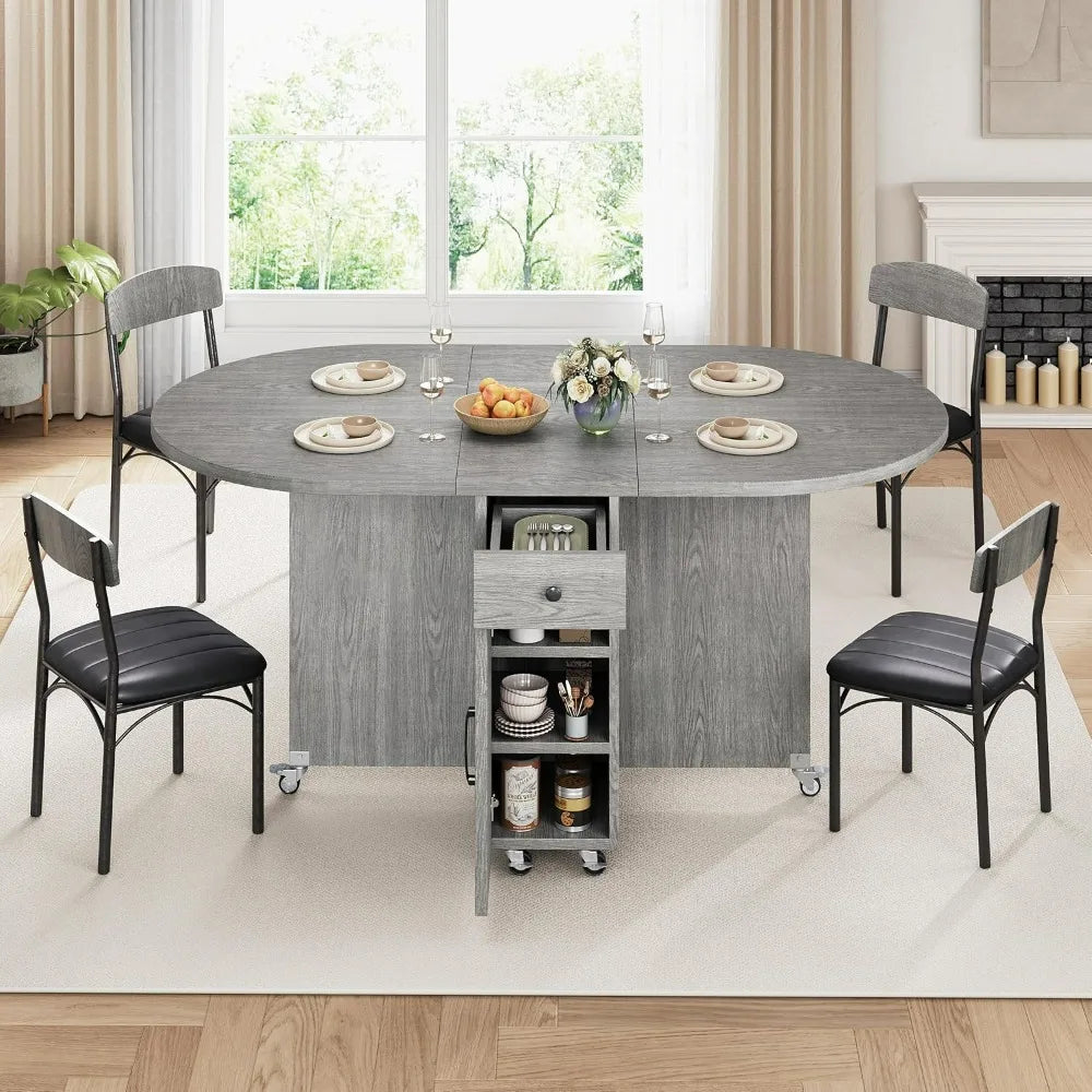 Compact 5-Piece Folding Dining Set for 4 People