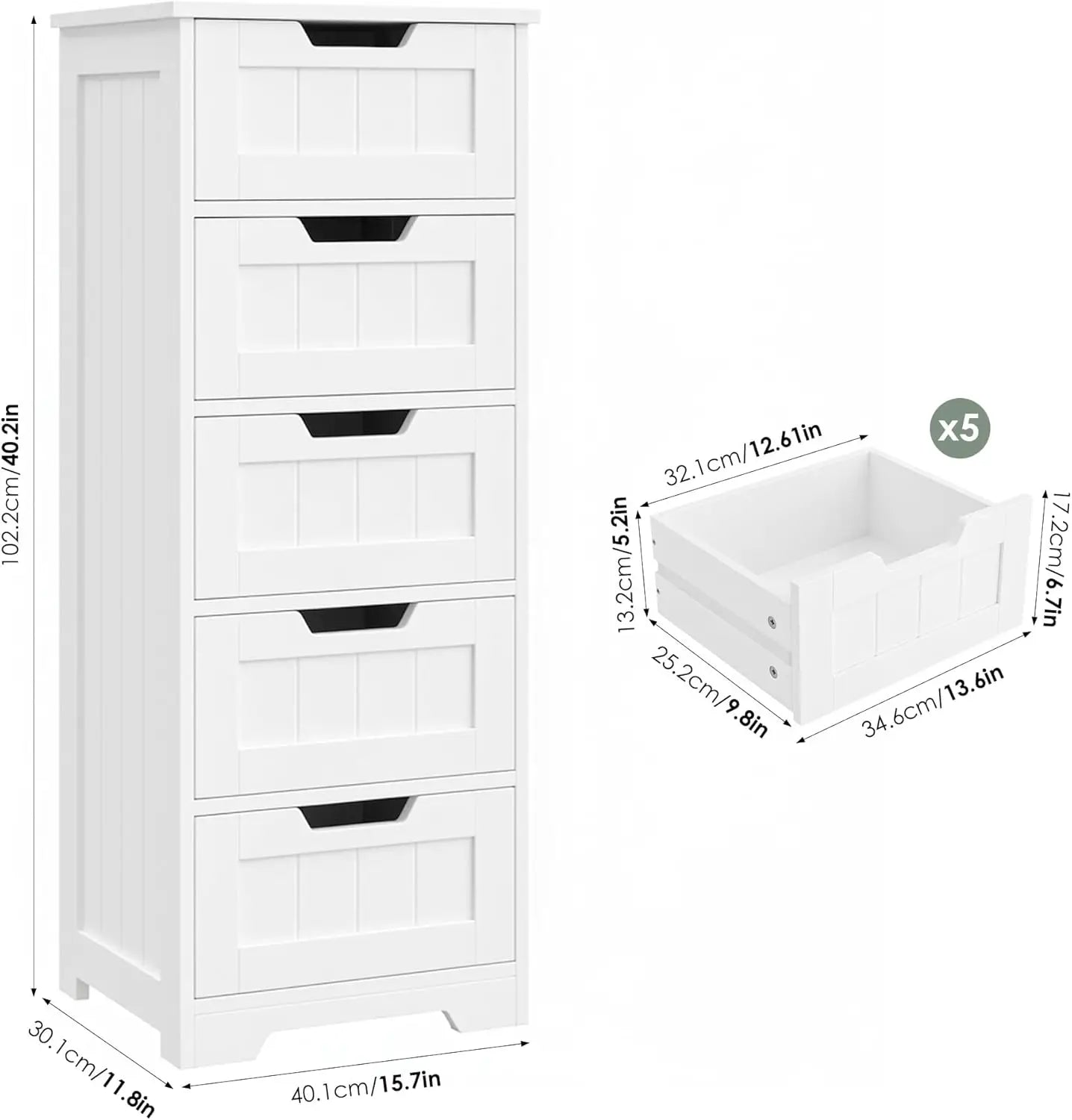 Bathroom Cabinet with 5 Drawers