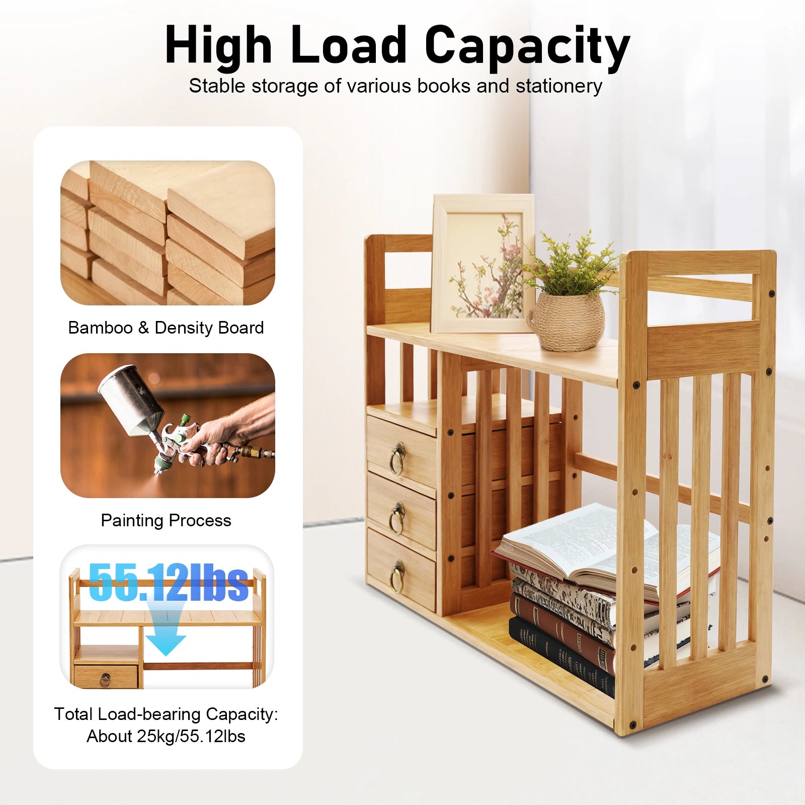 Desktop Organizer  Storage Rack Wood with Drawers