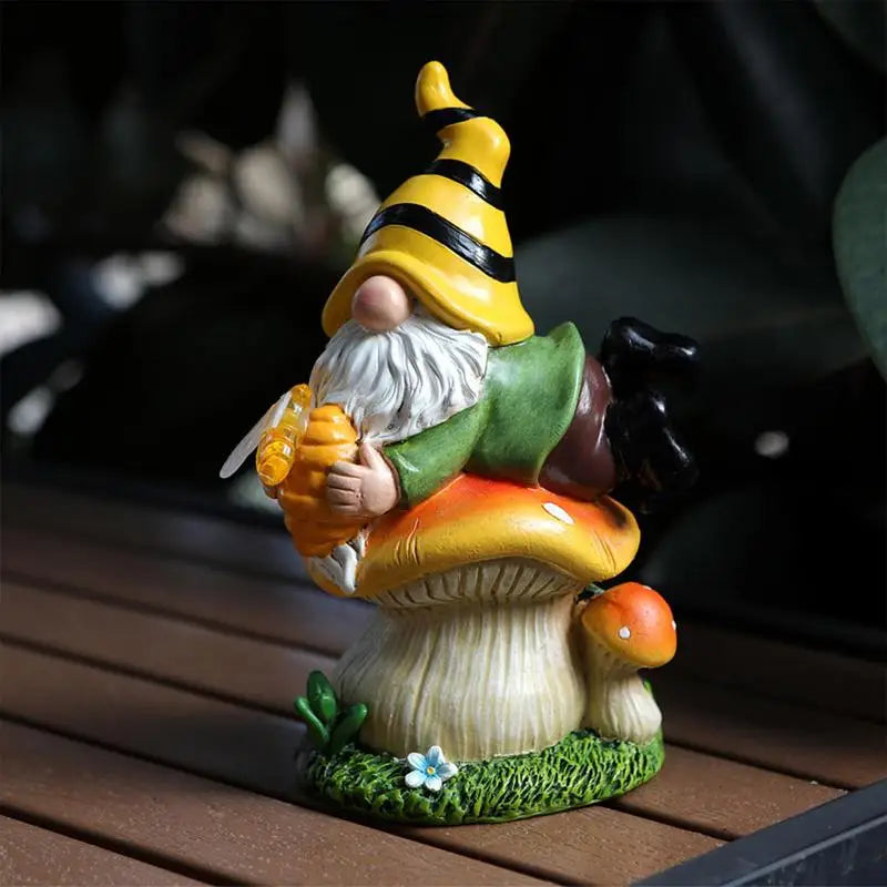 Solar Gnome Garden Gnomes Lying On Mushroom