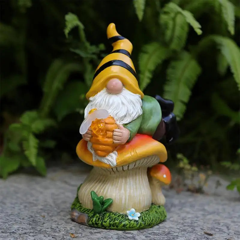 Solar Gnome Garden Gnomes Lying On Mushroom