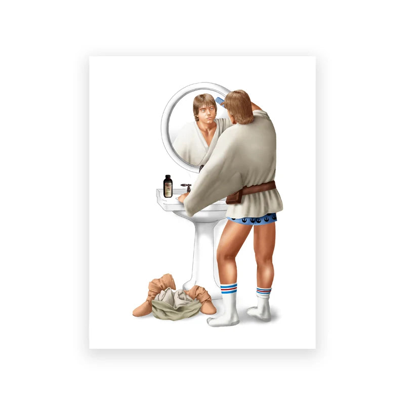 Space Wars Bathroom Print Luke Skywalker Yoda Poster Pooping Mandalorian Storm Trooper Chewbacca Canvas Painting Toilet Decor
