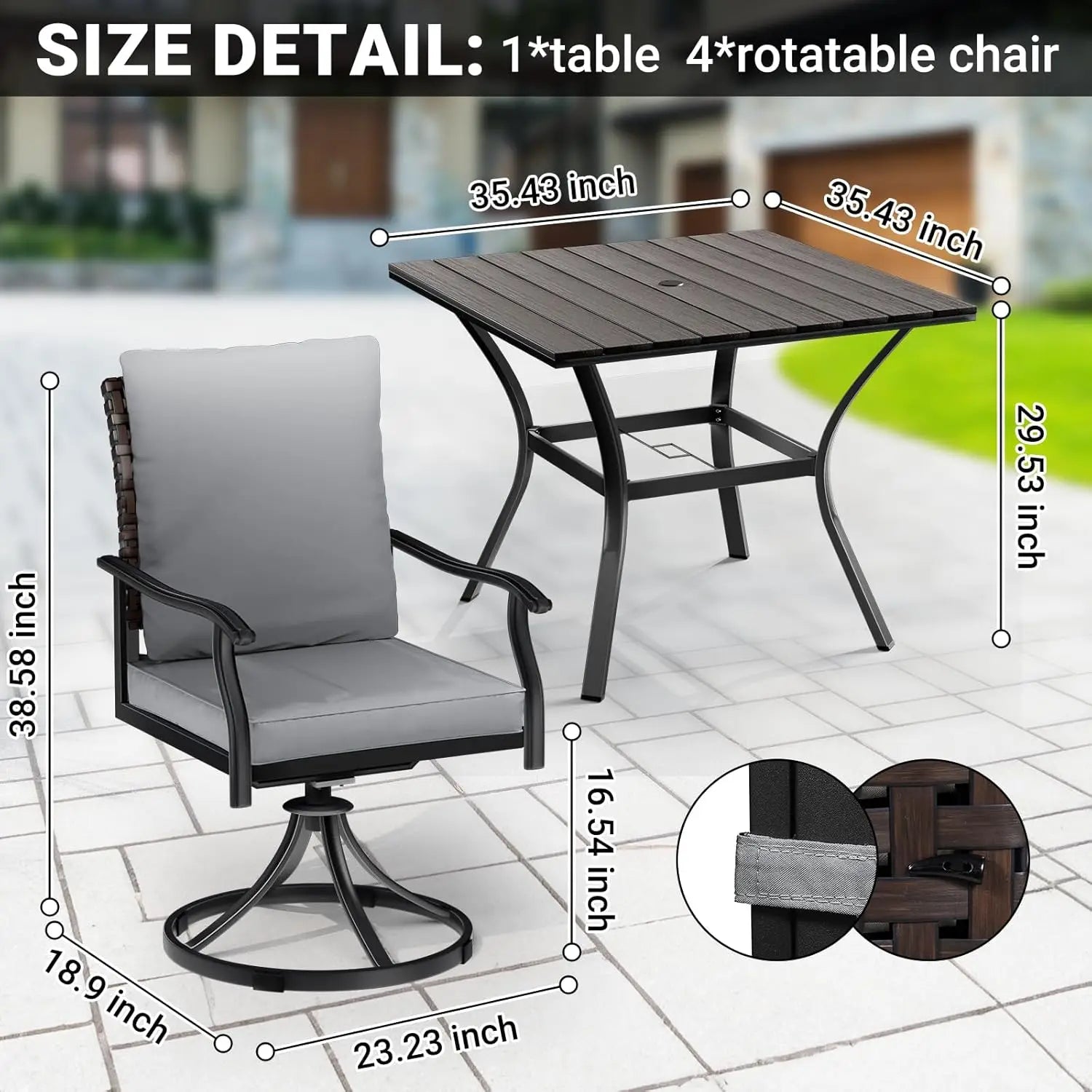5 Piece Outdoor Patio Bistro Furniture Set