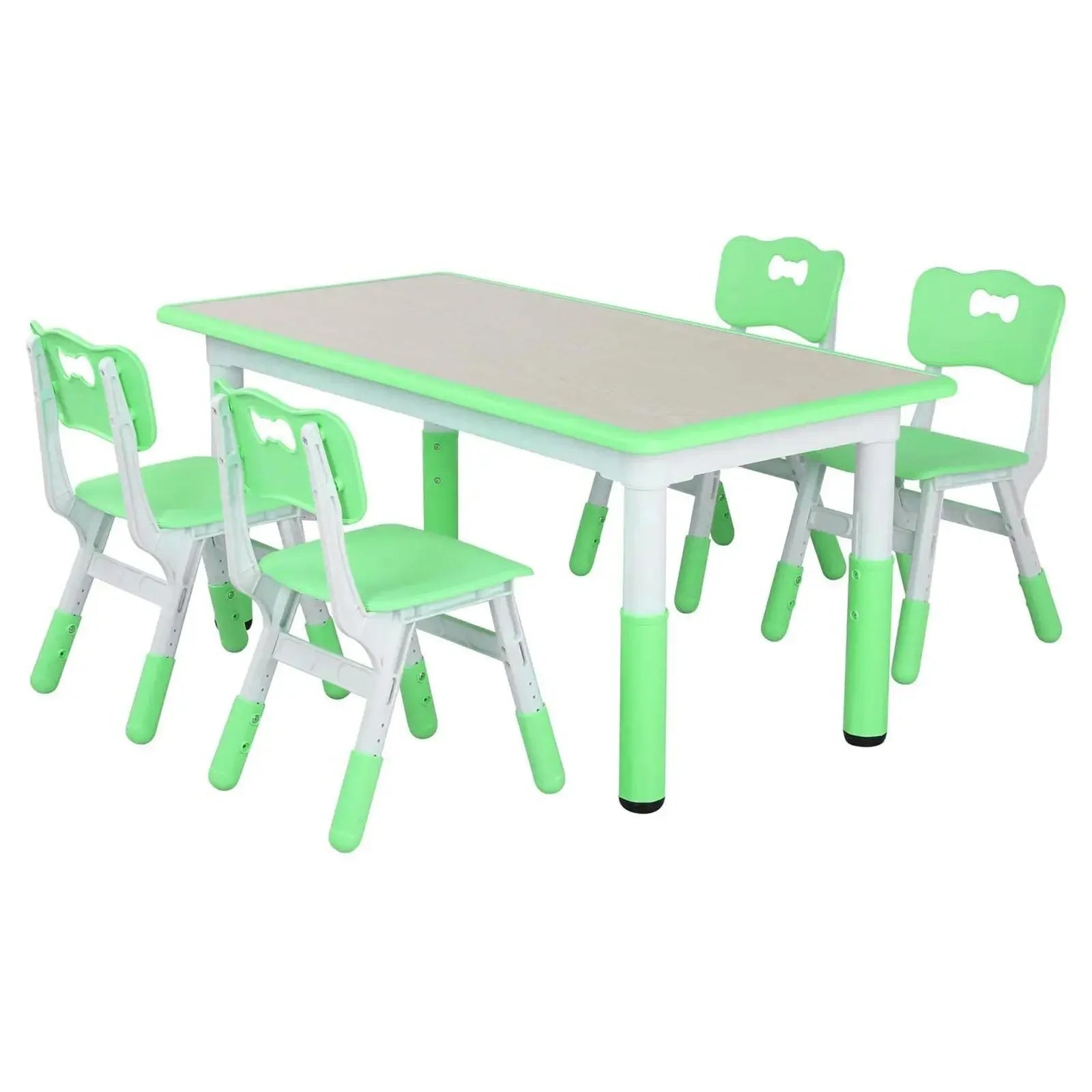 Kids Table and 4 Chairs Set, Height Adjustable Toddler Table and Chair Set