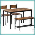 4-Piece Dining Table Set with Storage Bench, Space-Saving Nesting Furniture
