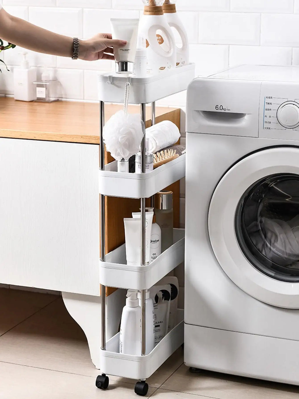 1pcs 3/4 Tier Rolling Utility Cart Storage Shelf