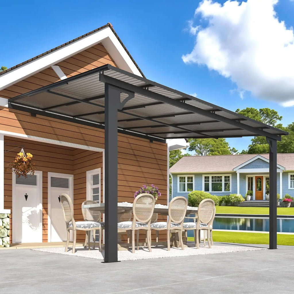 Wall Gazebo12’ x 10’, Hard Top Lean to