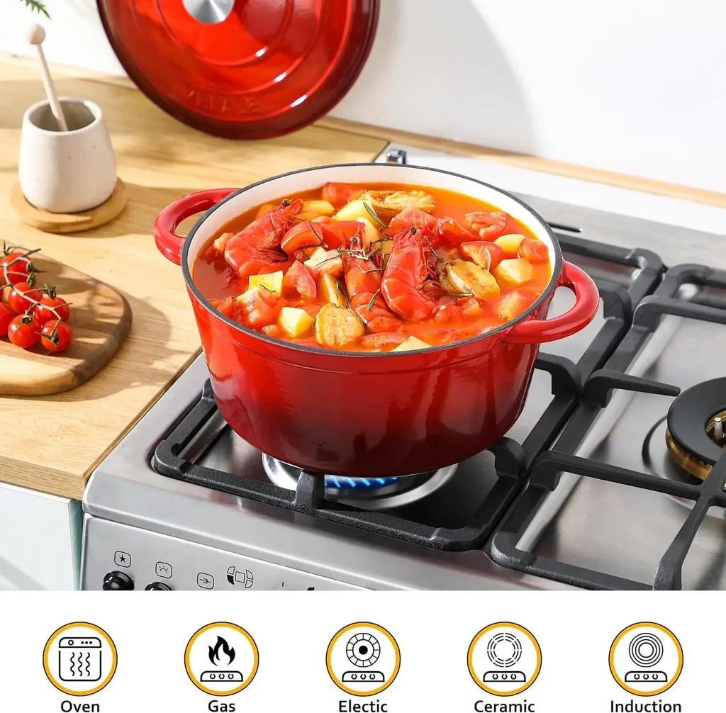 Kitchen Enameled Dutch Oven Cast Iron Cookware