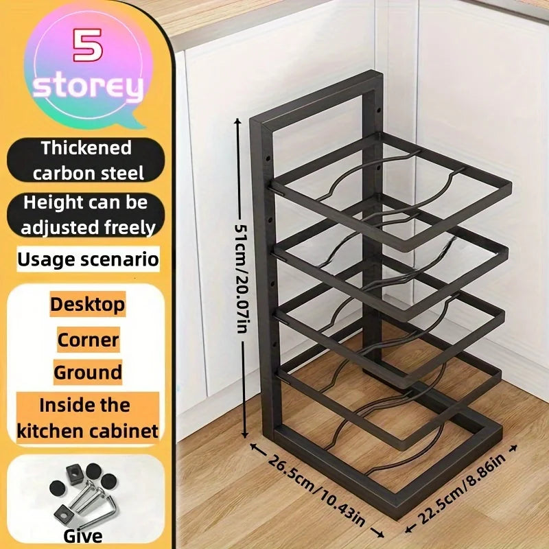 Adjustable Pot Rack Organizer, Stainless Steel Pot Storage Rack