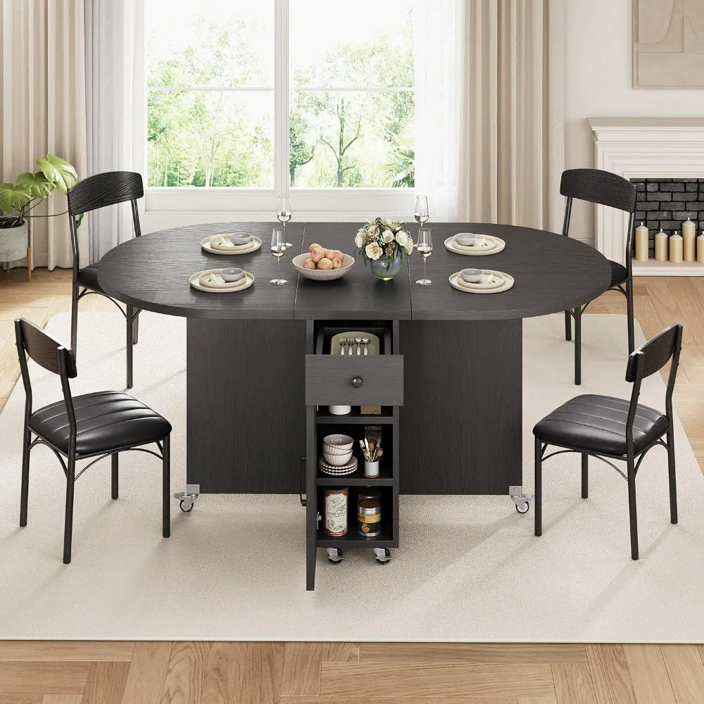 Compact 5-Piece Folding Dining Set for 4 People
