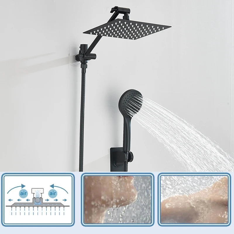 Square Stainless Steel Hand Shower And Shutter Complete Kit