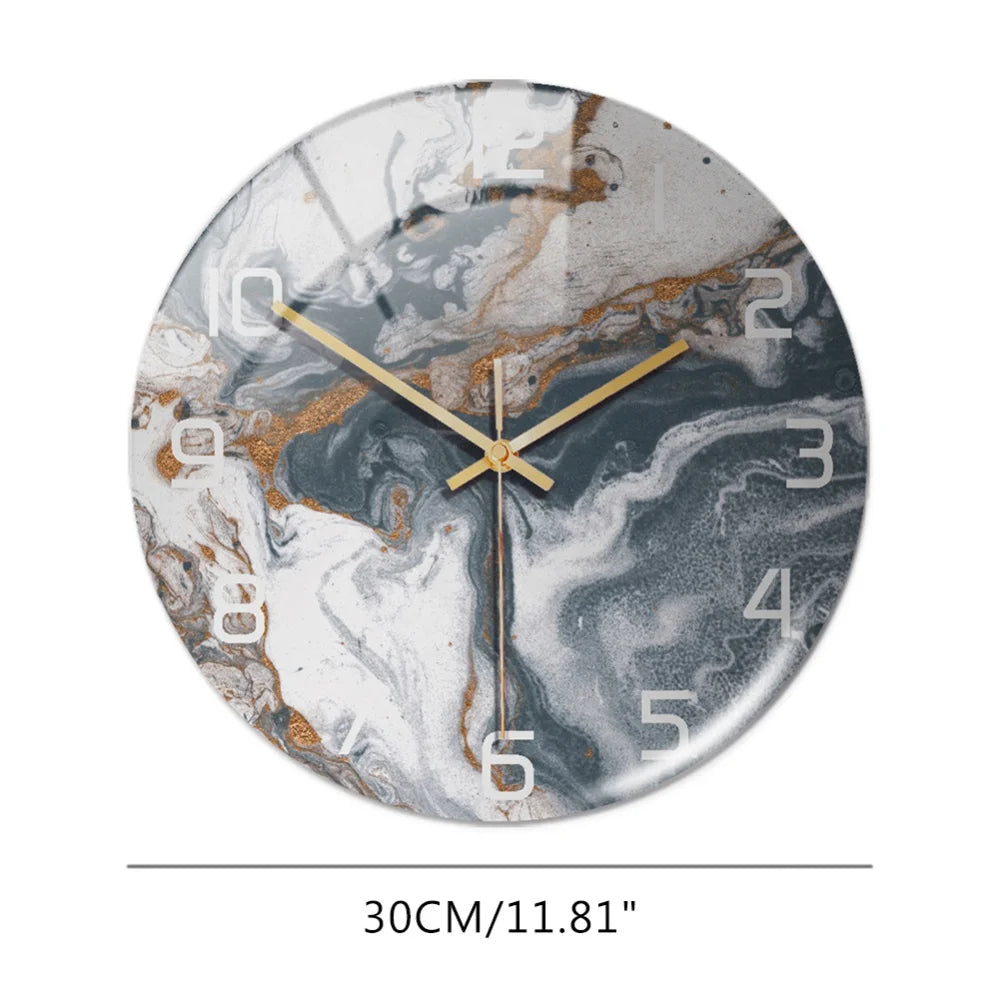3D Acrylic Black Gold Marble Pattern Wall Clock Metal Silent Clock Mechanism