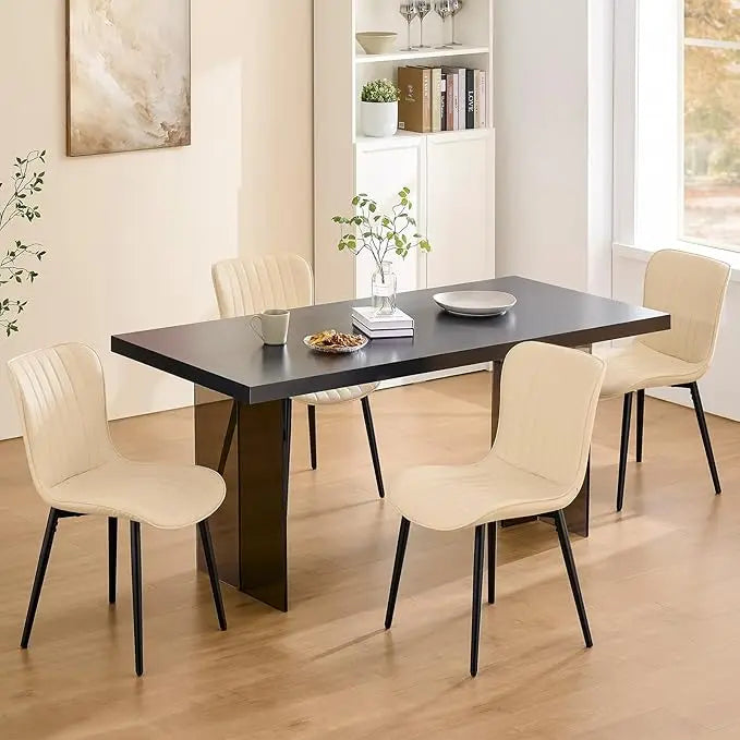 Luxury Set of 4 Modern Dining Chairs: Heavy-Duty Faux Leather Upholstery
