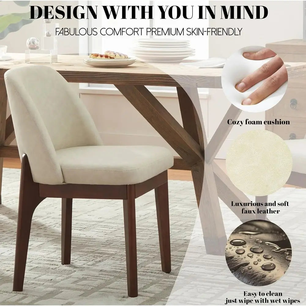 Pair of Beige Faux Leather Dining Chairs
