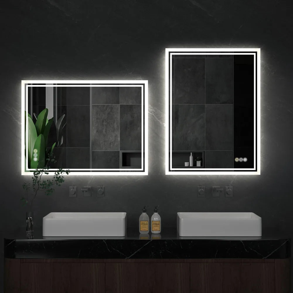 28x36 inch Illuminate Bathroom Mirror with Light Backlit Dimmable Defog Wall-mounted Bath Mirror