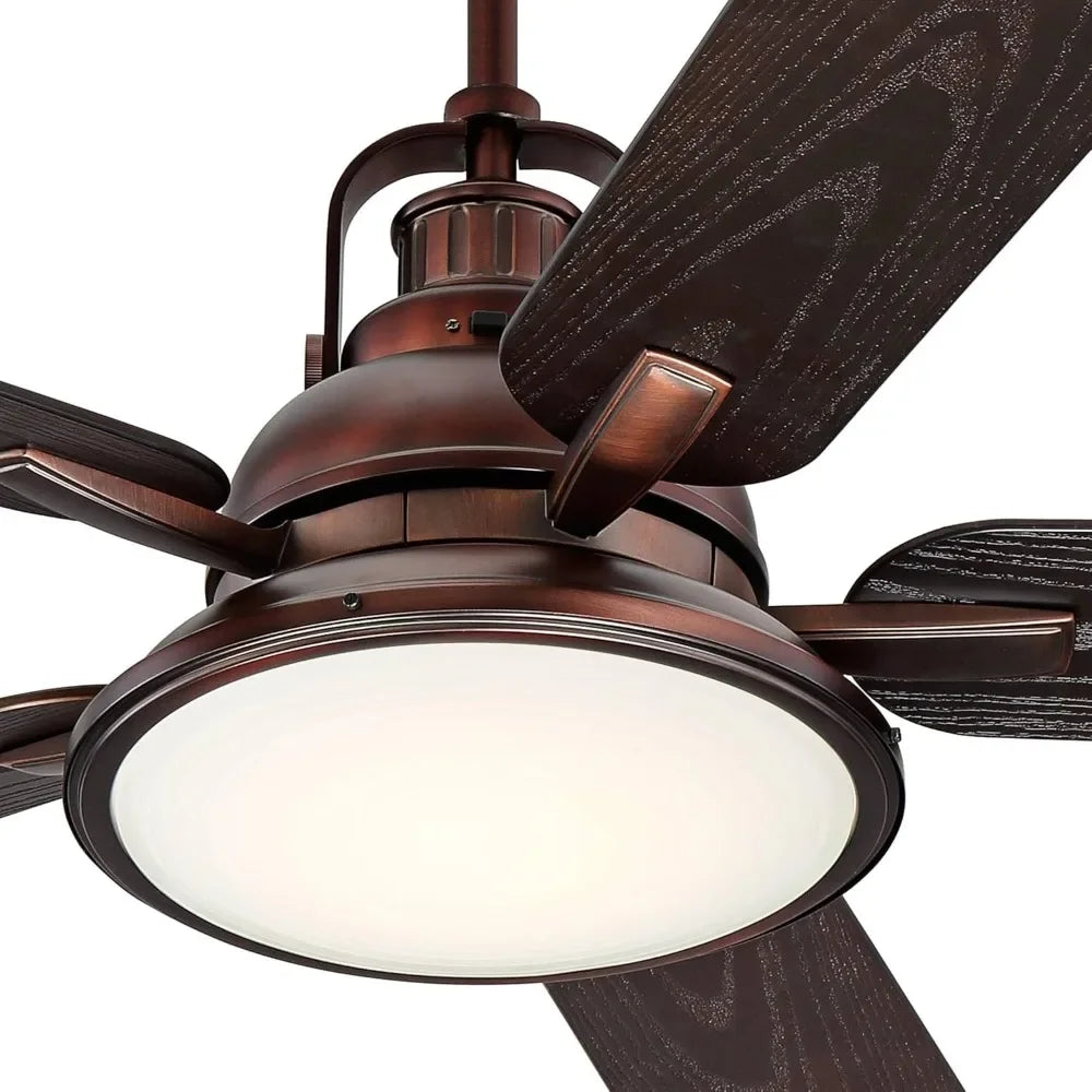 60" Industrial Indoor Outdoor Ceiling Fan with Light LED Remote Control Dimmable