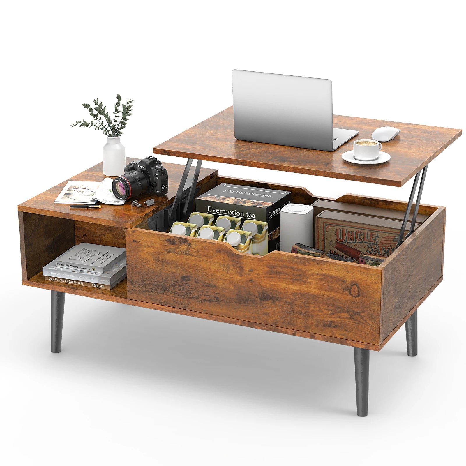 Lift Top Coffee Tables Adjustable Storage Shelf Easy Lift Or Lower