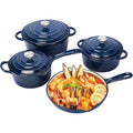 Nonstick Enameled Cast Iron Cookware Set 7Pcs Pots and Pans with Lid Healthy Round Dutch Oven
