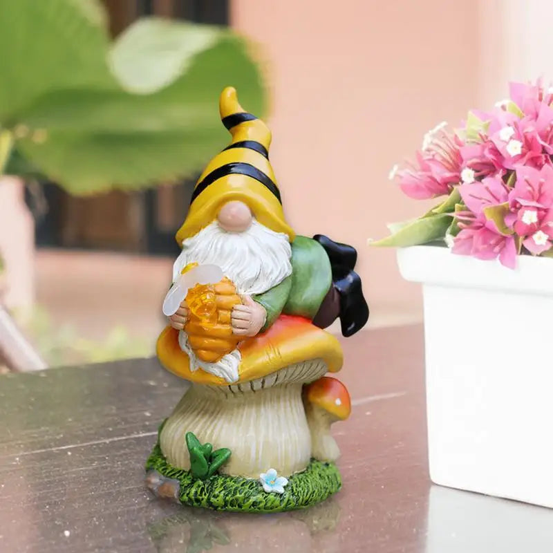 Solar Gnome Garden Gnomes Lying On Mushroom