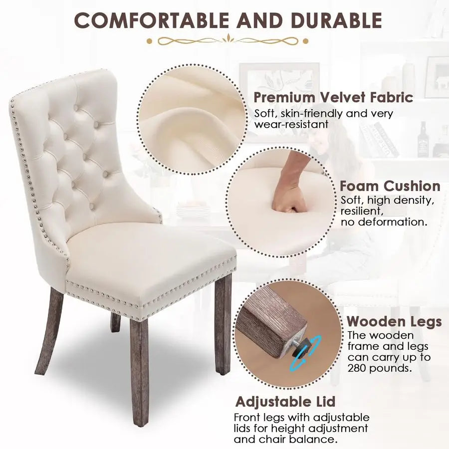 Velvet Upholstered Dining Chairs Set of 4
