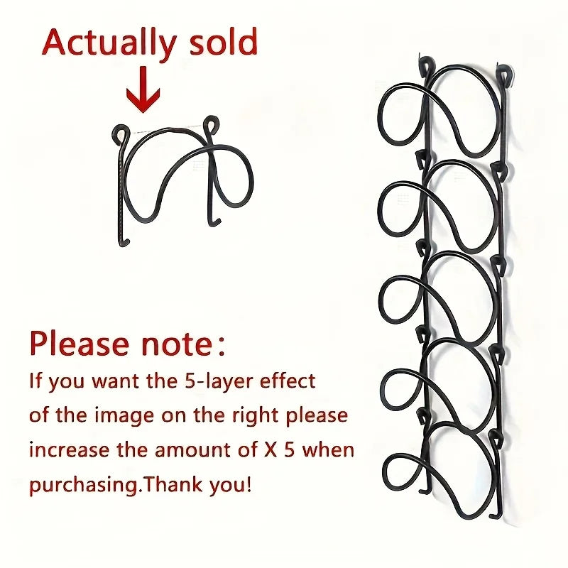 6-Piece Wrought Iron Towel Rack Wall-Mounted With Hooks