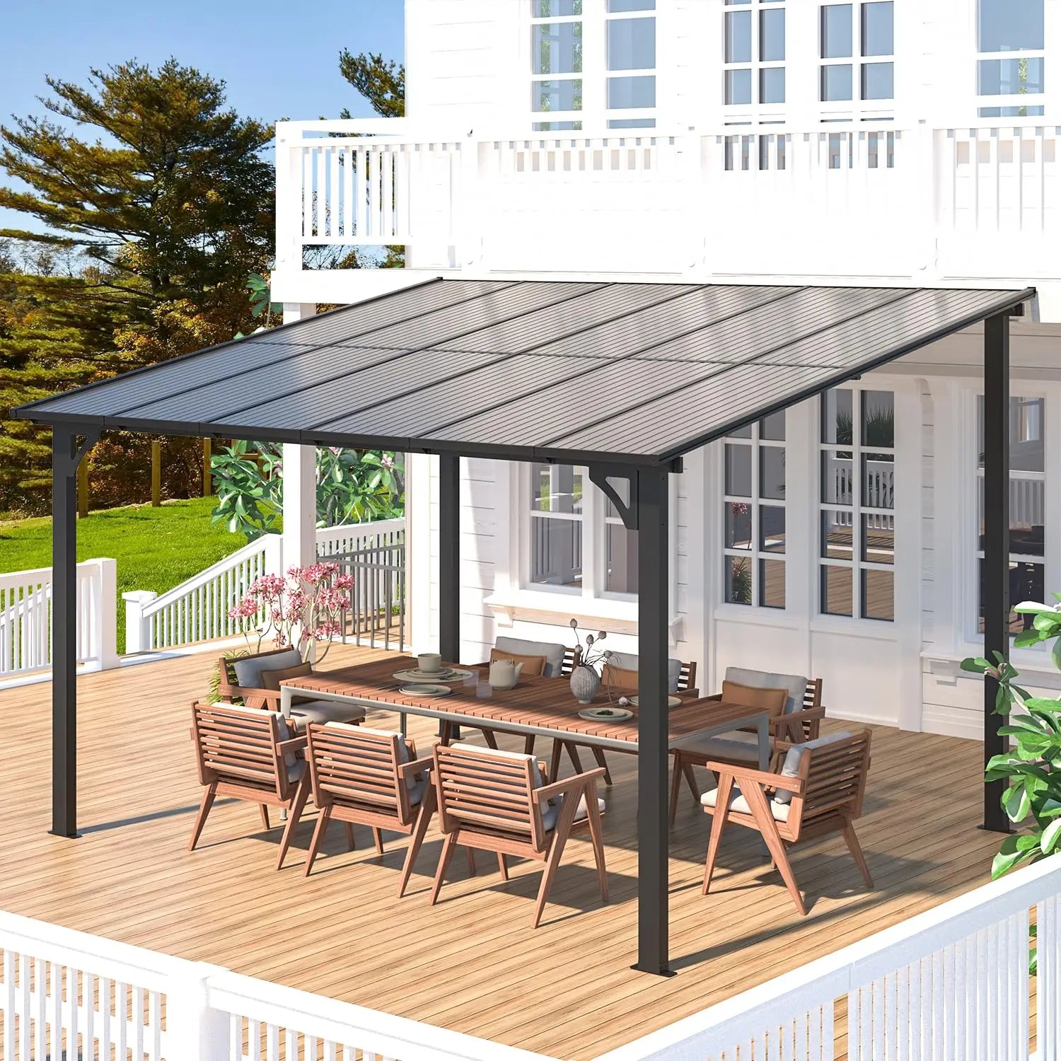 Wall Gazebo12’ x 10’, Hard Top Lean to
