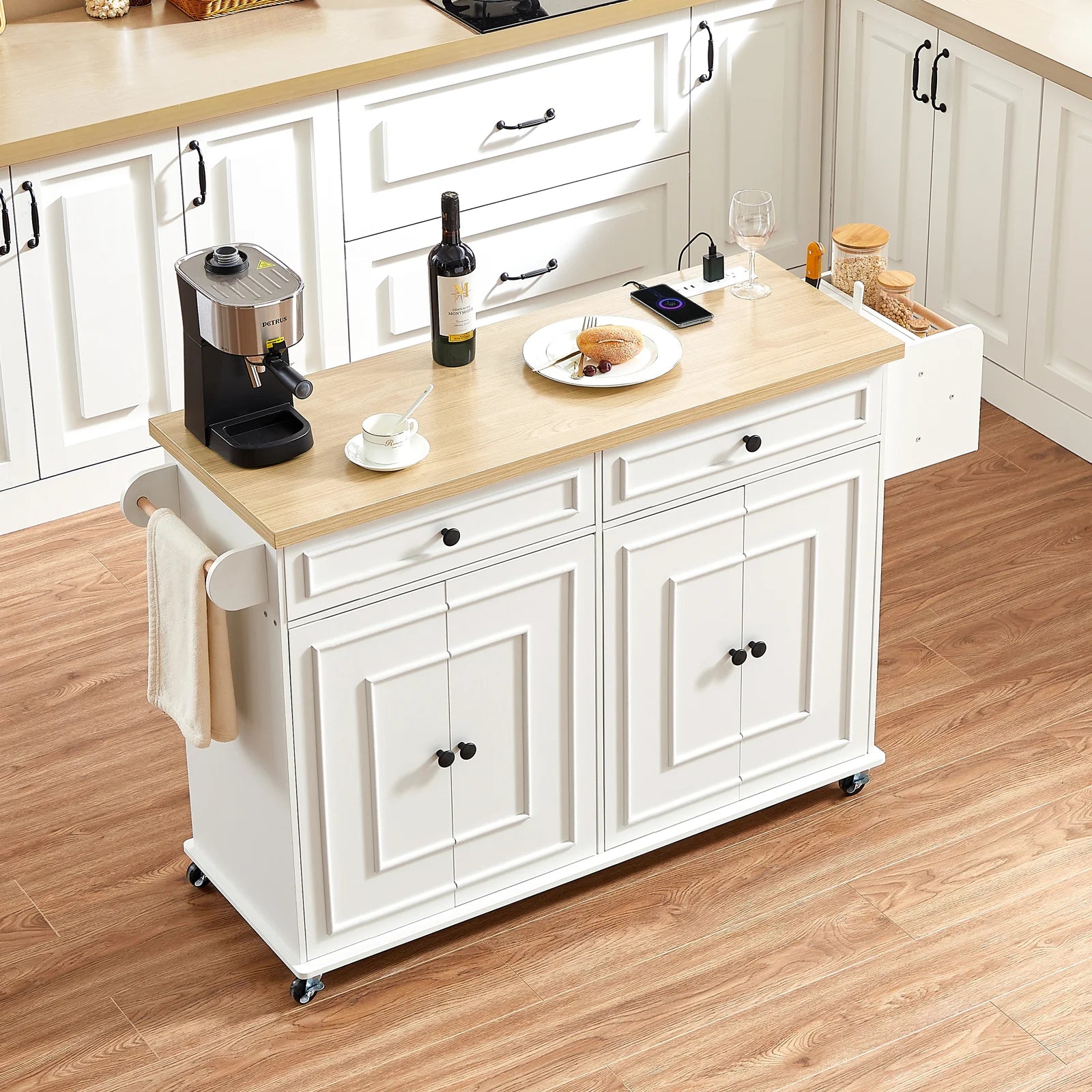 60" Mobile Kitchen Islands Rolling Trolley