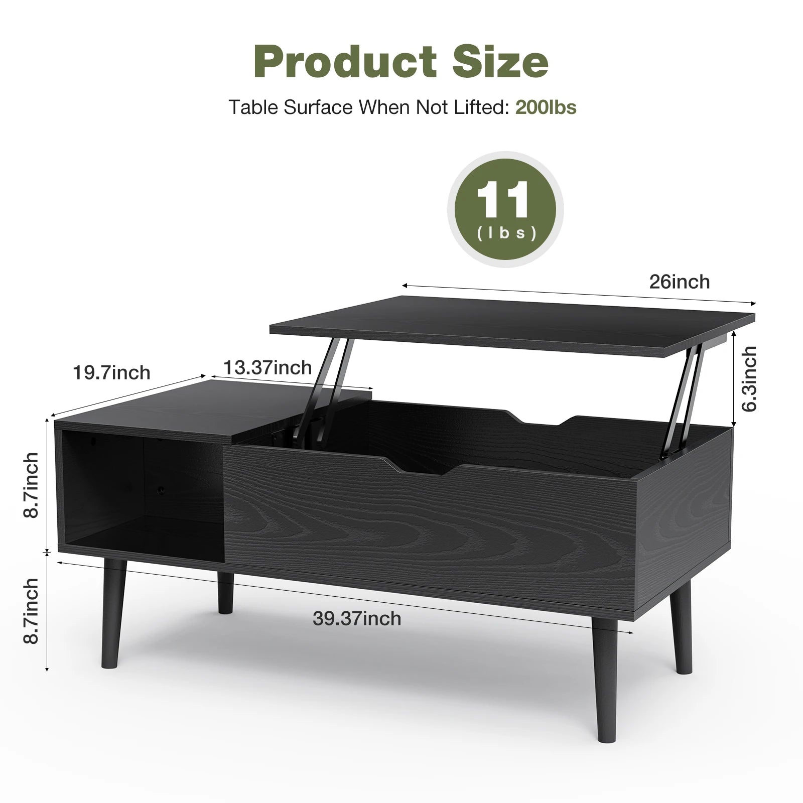 Lift Top Coffee Tables Adjustable Storage Shelf Easy Lift Or Lower