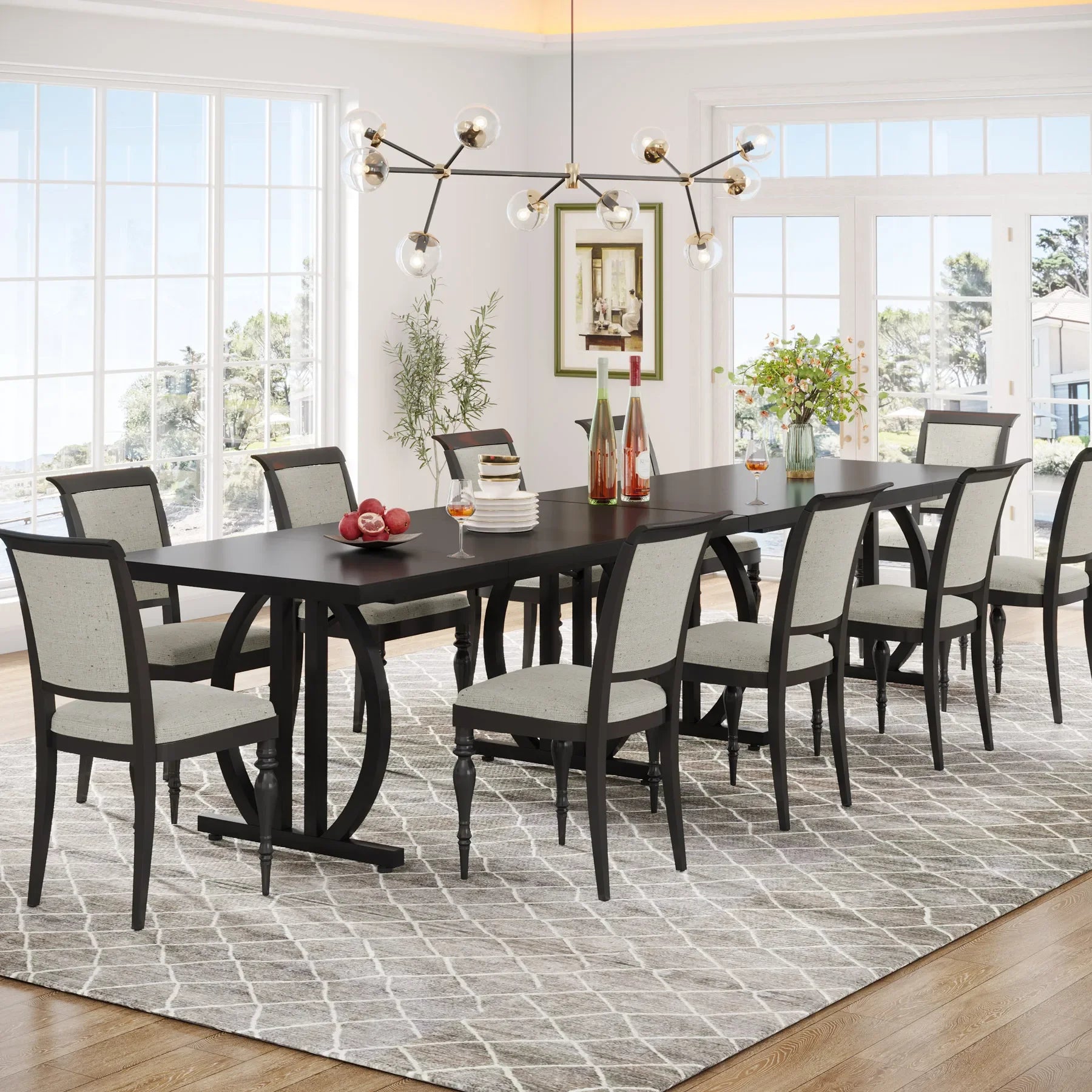 Dining Table for 4-6 People, 63-Inch Large Dinner Table with Heavy Duty Metal Frame, Modern Industrial Kitchen Table