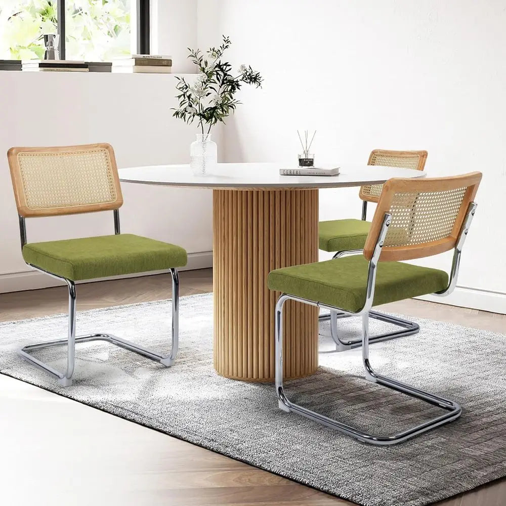 Dining Chairs Set of 4, Modern Rattan Kitchen Chairs, Mid Century Modern Design