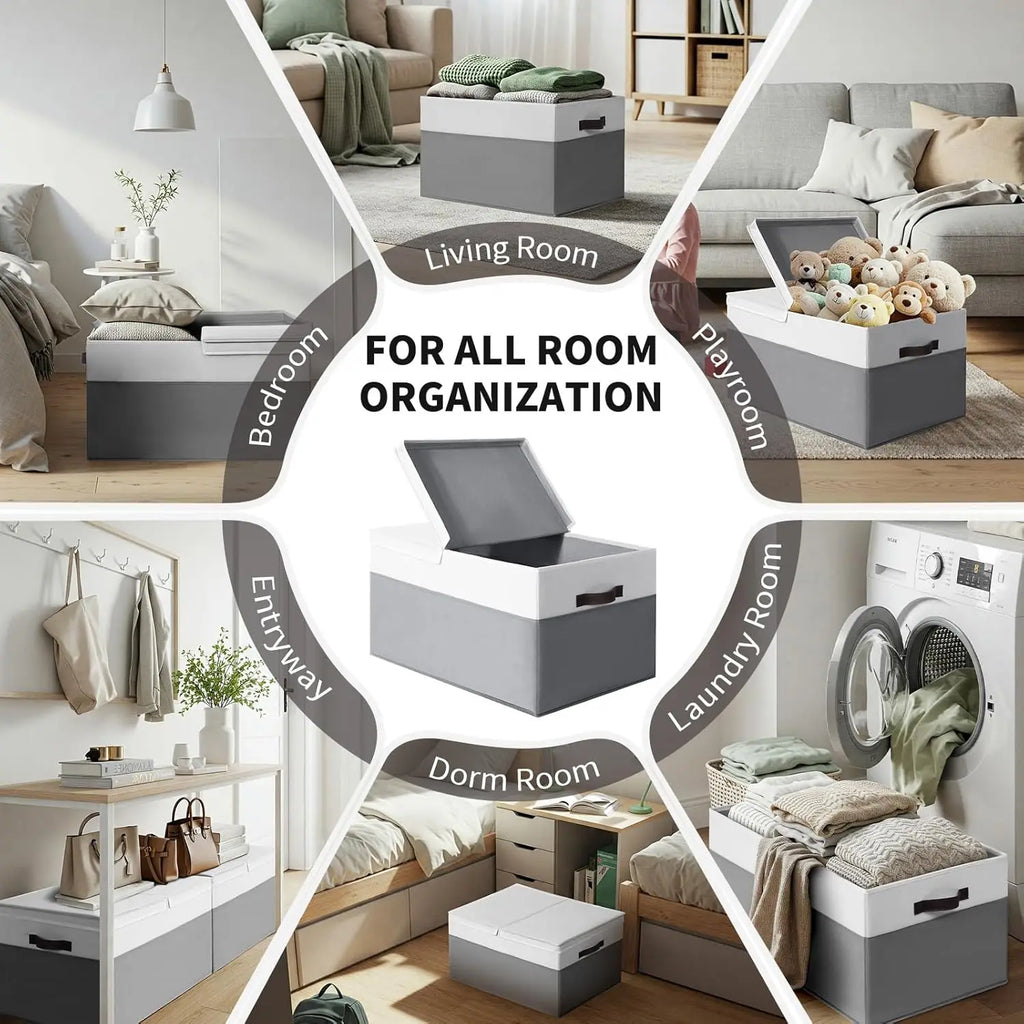 2 Pack EXTRA LARGE Blanket Storage Baskets with Lids