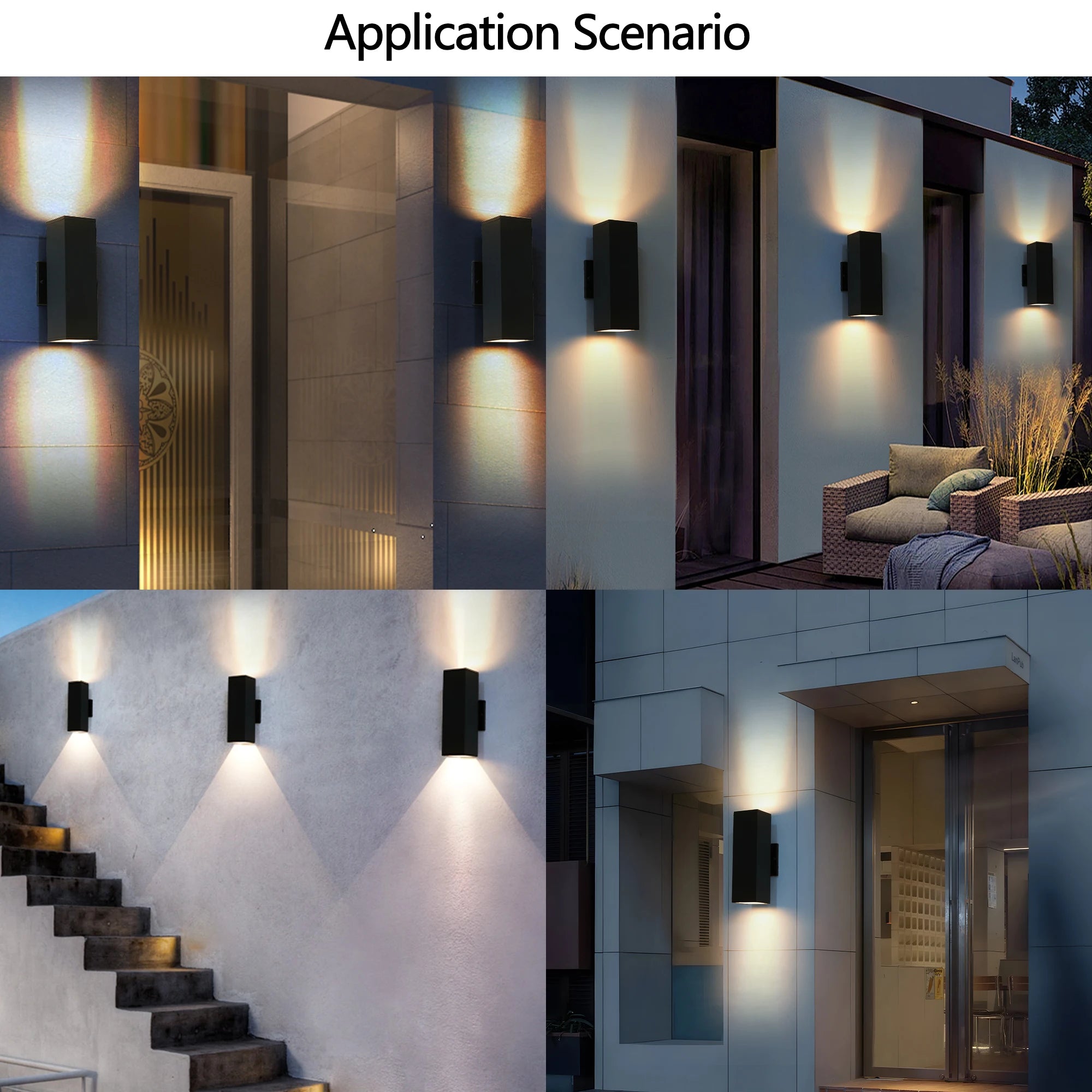 2-Pack Outdoor Wall Light IP65 Waterproof Up & Down