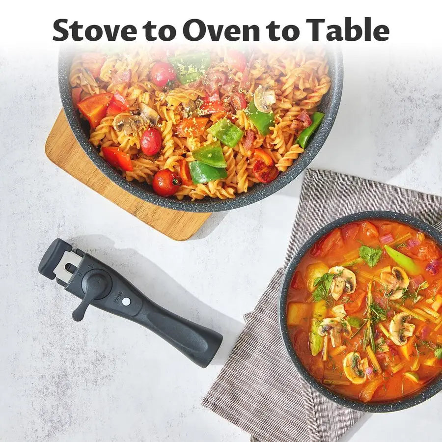 Induction Cookware Set 10 Pieces, Nonstick Pots and Pans Set with Removable Handles
