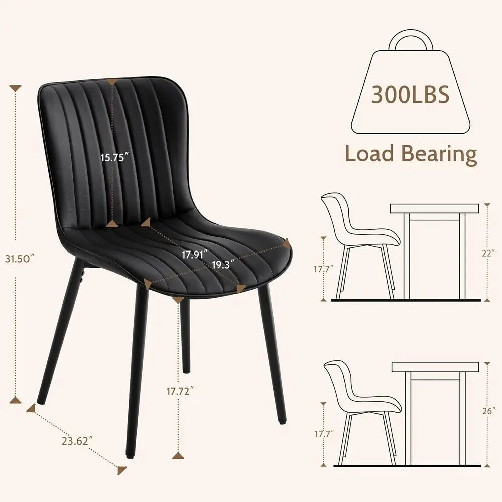 Luxury Set of 4 Modern Dining Chairs: Heavy-Duty Faux Leather Upholstery