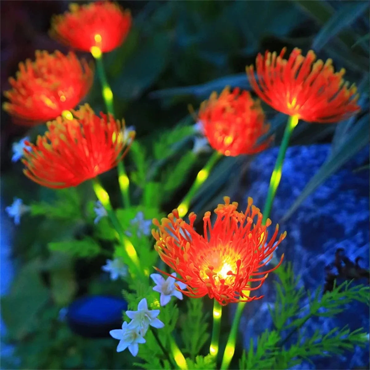 2PC solar powered shore flower ground plug-in lamp