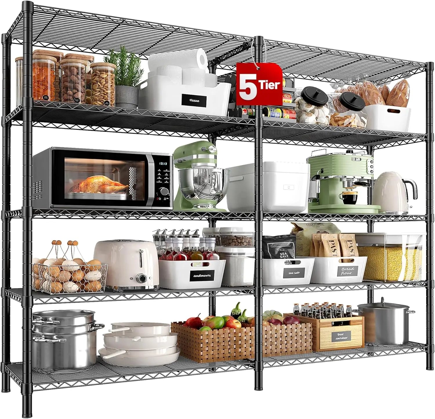 5 Tier Storage Shelves 1400LBS Wire Shelving Unit