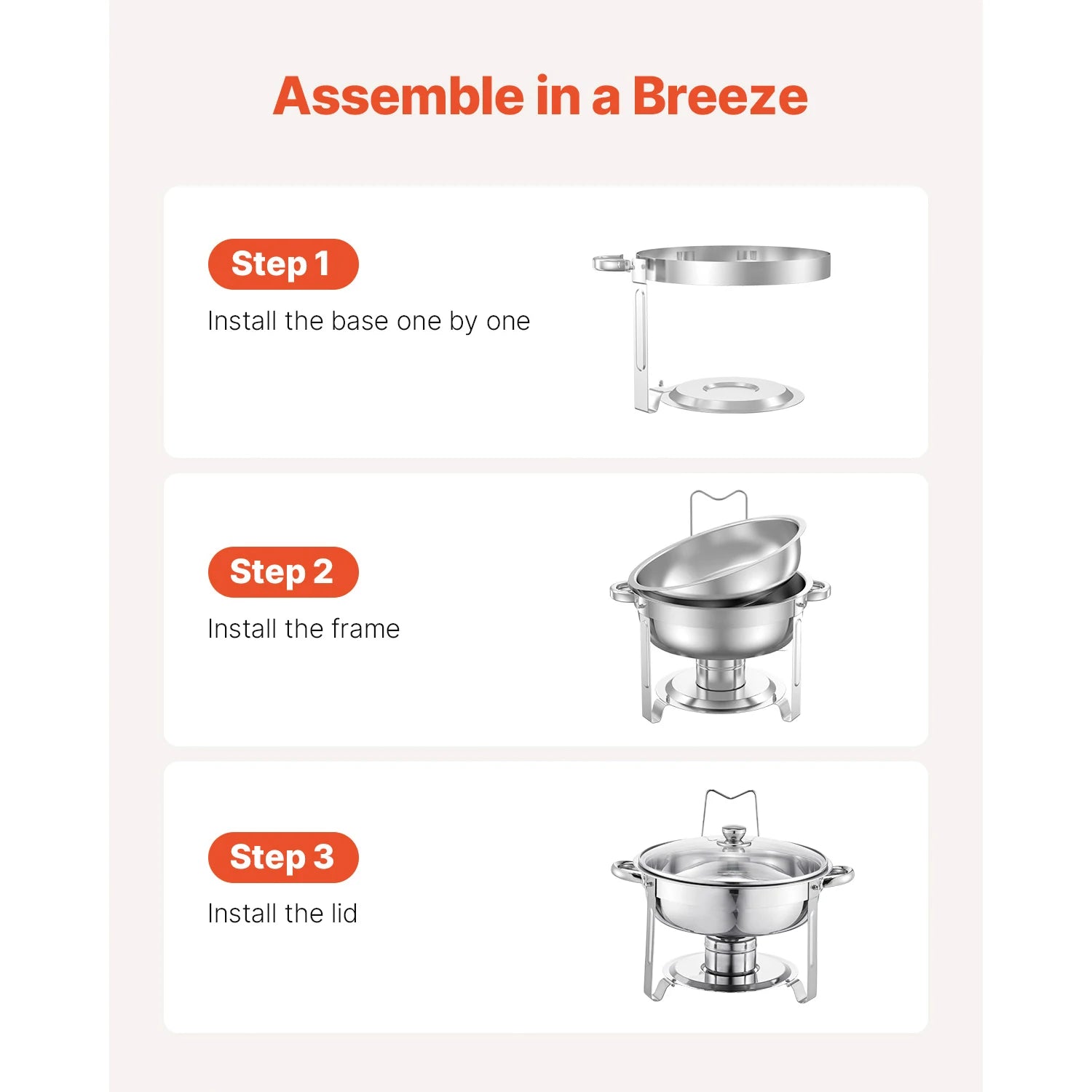SucceBuy 5 Qt 4 Pack Chafing Dish Buffet Set Stainless Steel Chafer