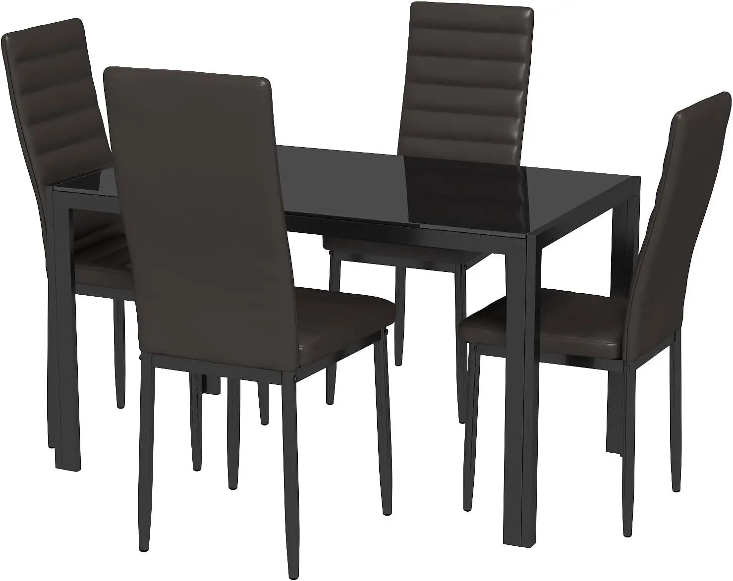 5 Piece Glass Dining Table Set, Kitchen and Chairs for 4