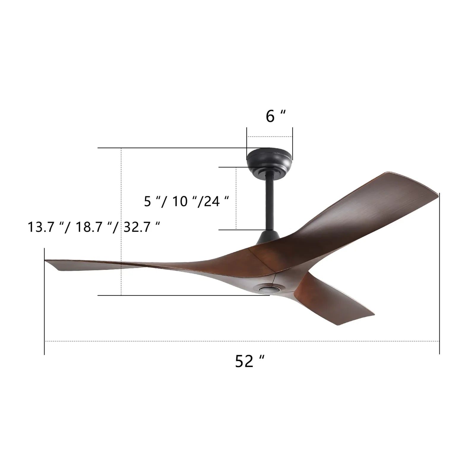 Sofucor Modern 52-inch Ceiling fan  DC 6-speed high wind with remote control for rooms