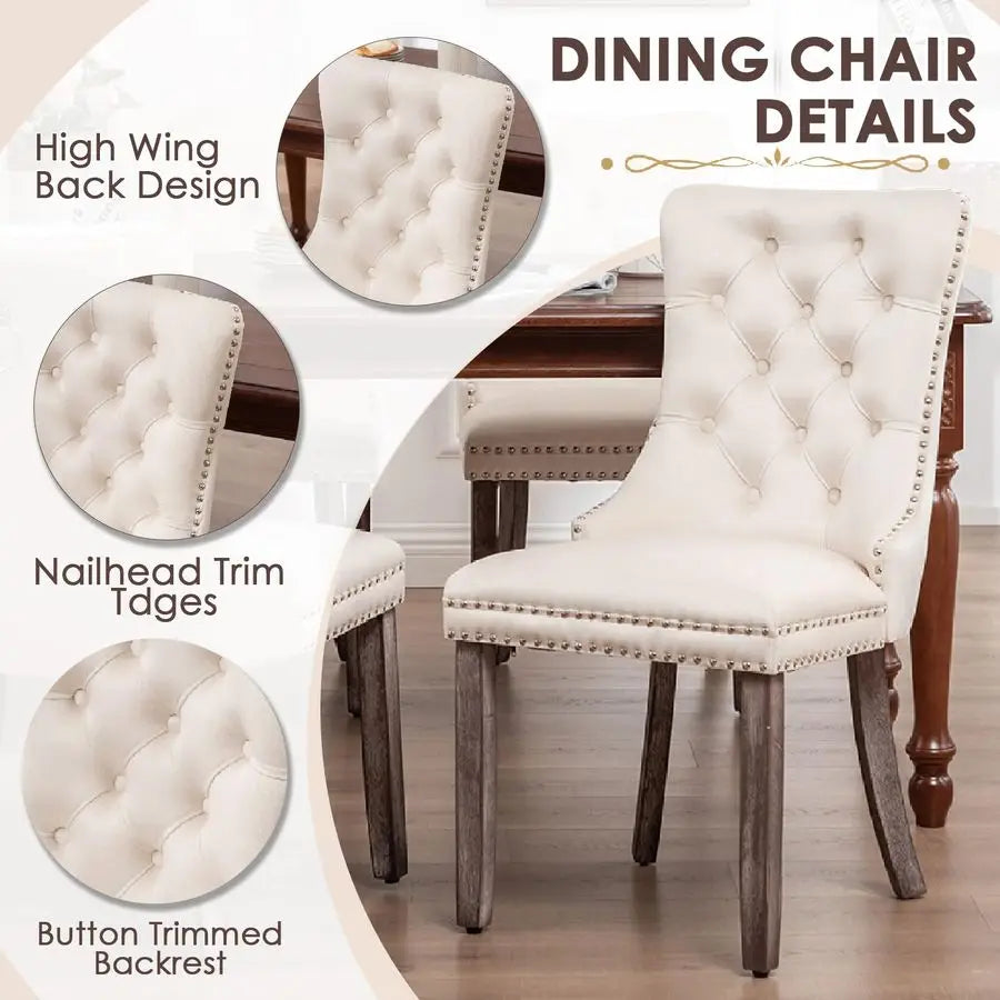 Velvet Upholstered Dining Chairs Set of 4